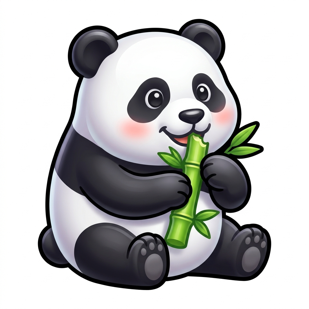 cute panda eating bamboo