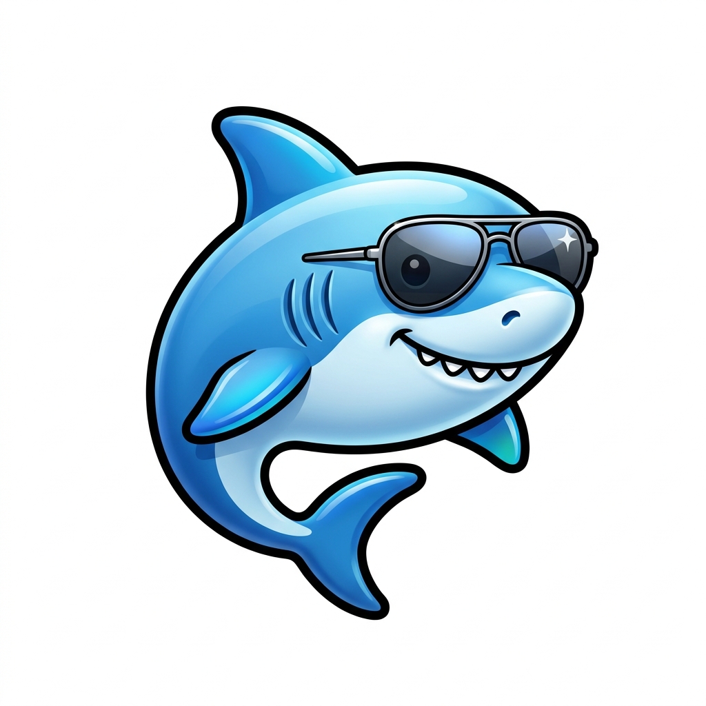 cool shark with sunglasses