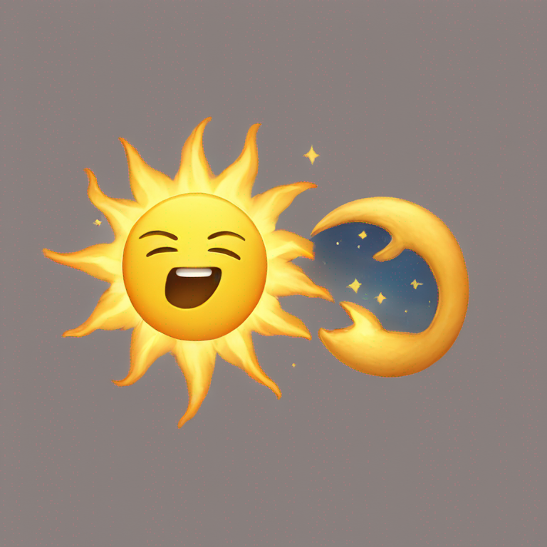 sun fighting with moon-emoji