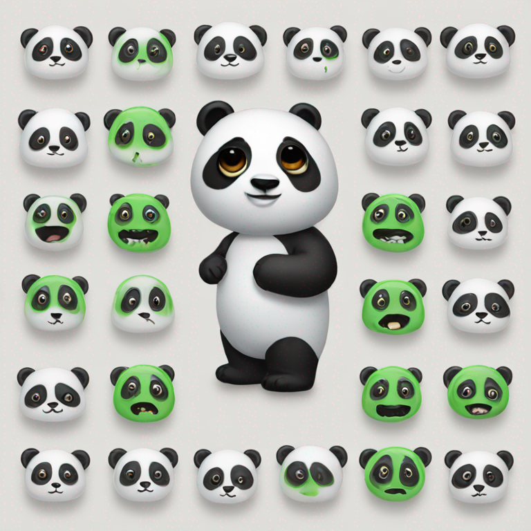 panda mixed with alien-emoji