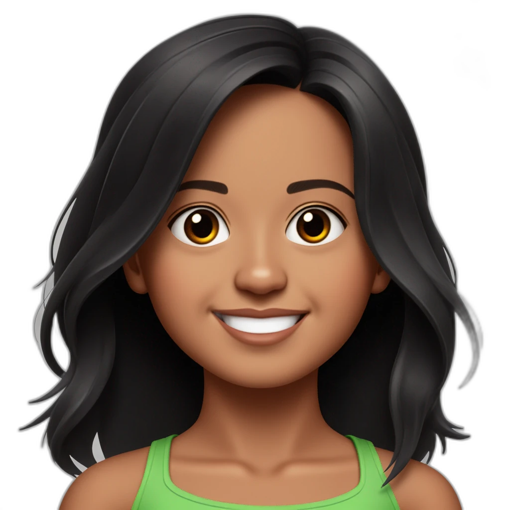 niña con cabello oscuro, flaquita y con cabello oscuuro-emoji