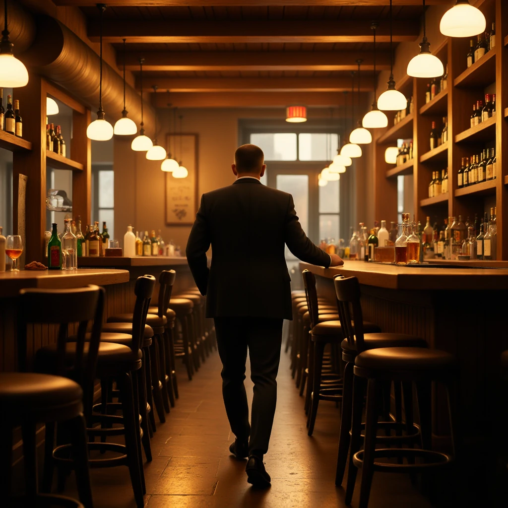 a man walks inside a bar-emoji