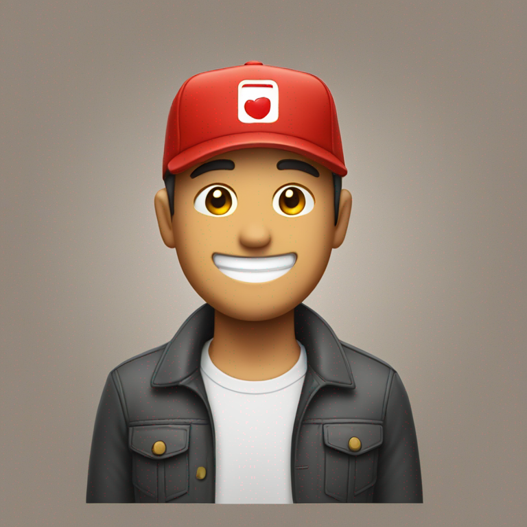 Un hombre con gorra roja sonriendo-emoji