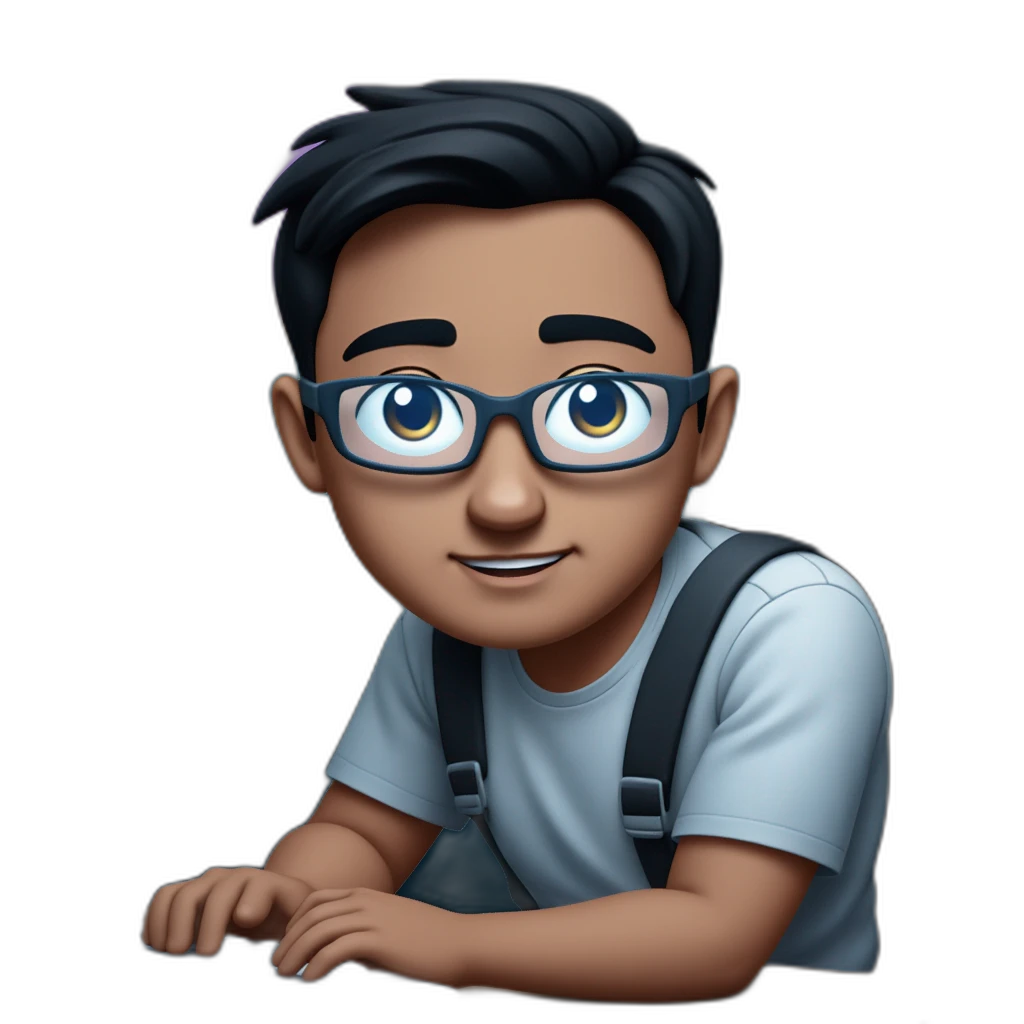 un empesario con lentes en su computadora-emoji