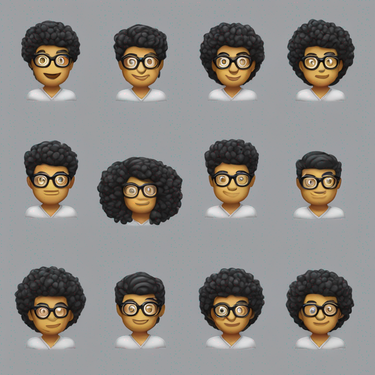 Garoto nerd, nariz grande, branco, cabelo preto, usa óculos, dente grande, com boné pra trás-emoji