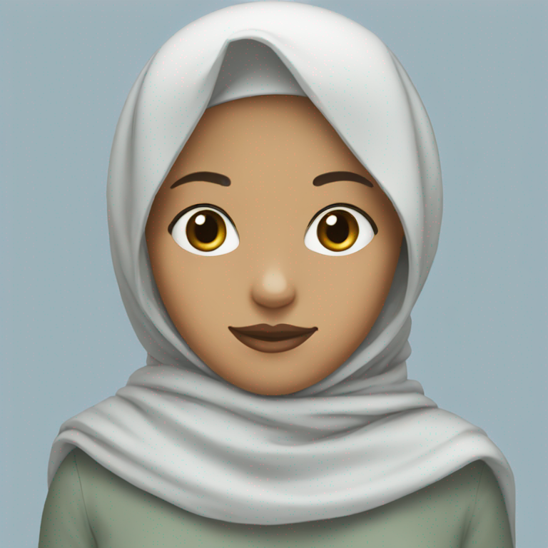 A girl wearing a hijab, wearing the hijab over her eyes and white without a sky blue scarf-emoji