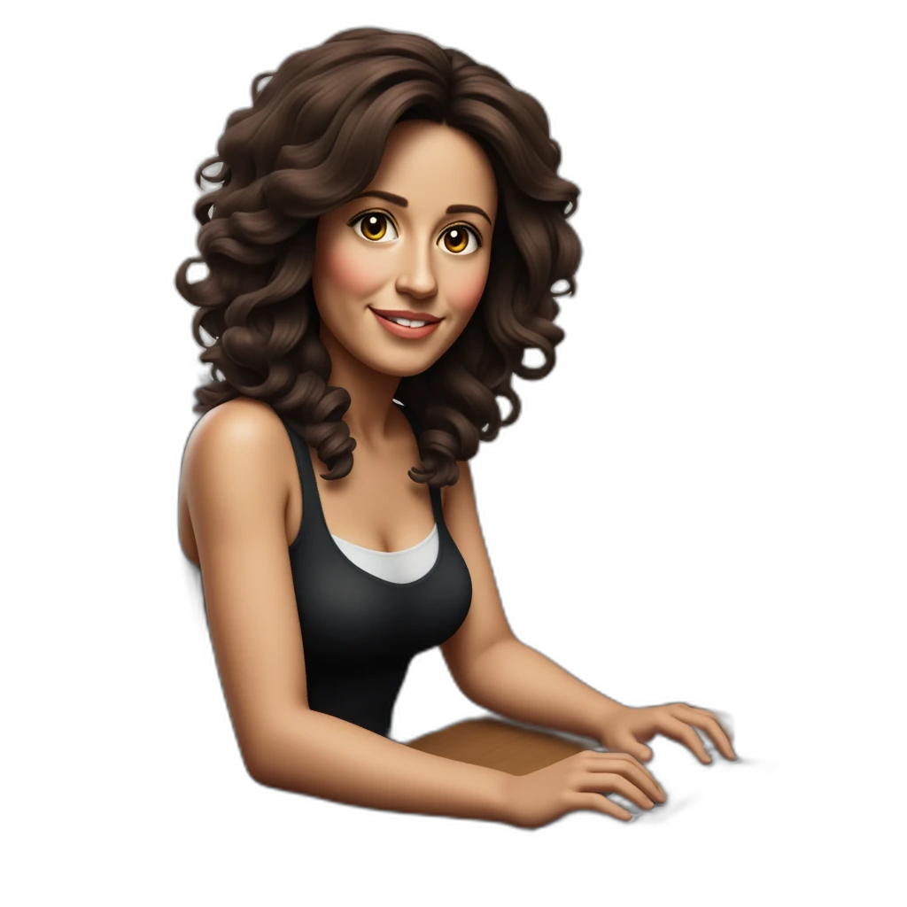 Mujer linda en computadora-emoji