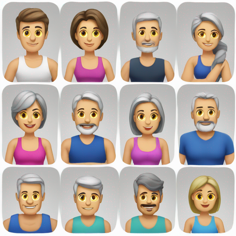 mujer  y hombre adultos de 50 años gym-emoji