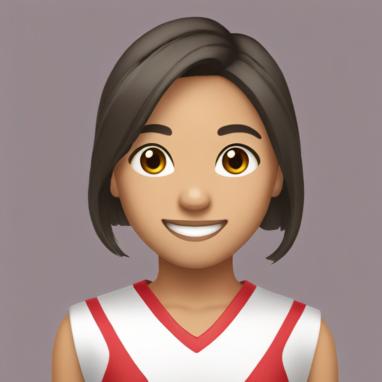 young filipina cheerleader, hair ribbon, dark skin, bob haircut, smile-emoji