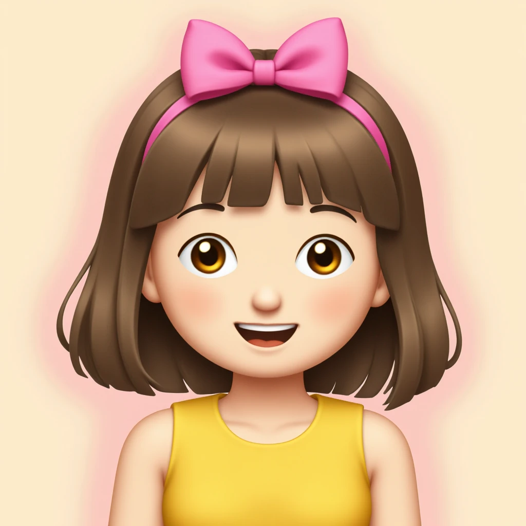 A cute girl with a bow is smiling-emoji