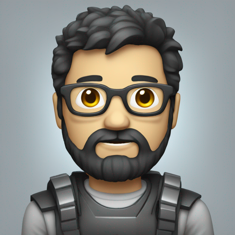 A dark haired bearded nerd robot-emoji