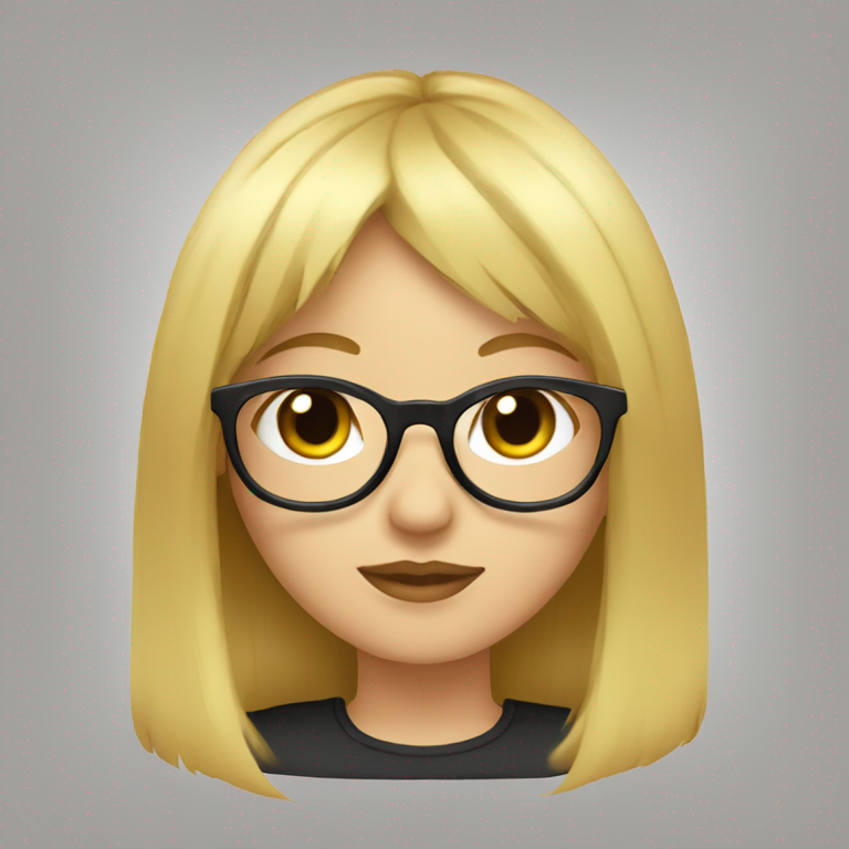 a girl with blonde hair, a fringe and black-framed glasses-emoji