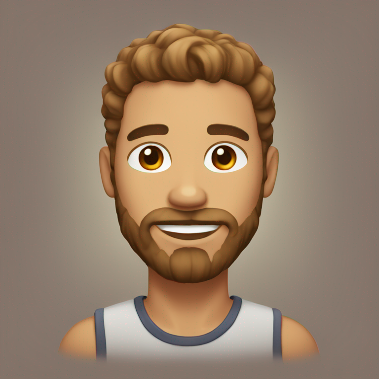 Warm toned skin man with dark eyes, a light brown wavy hair and a beard-emoji