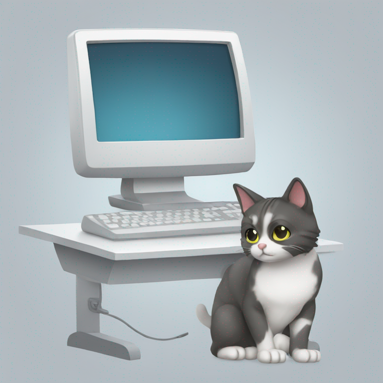 Cat working on computer-emoji