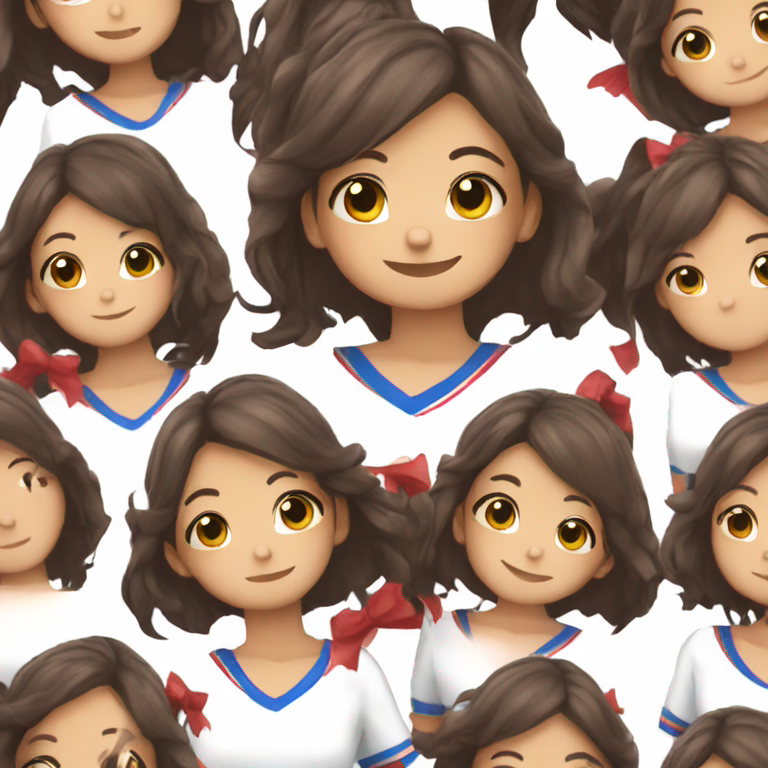 young filipina cheerleader, hair ribbon, dark skin, bob haircut, smile-emoji