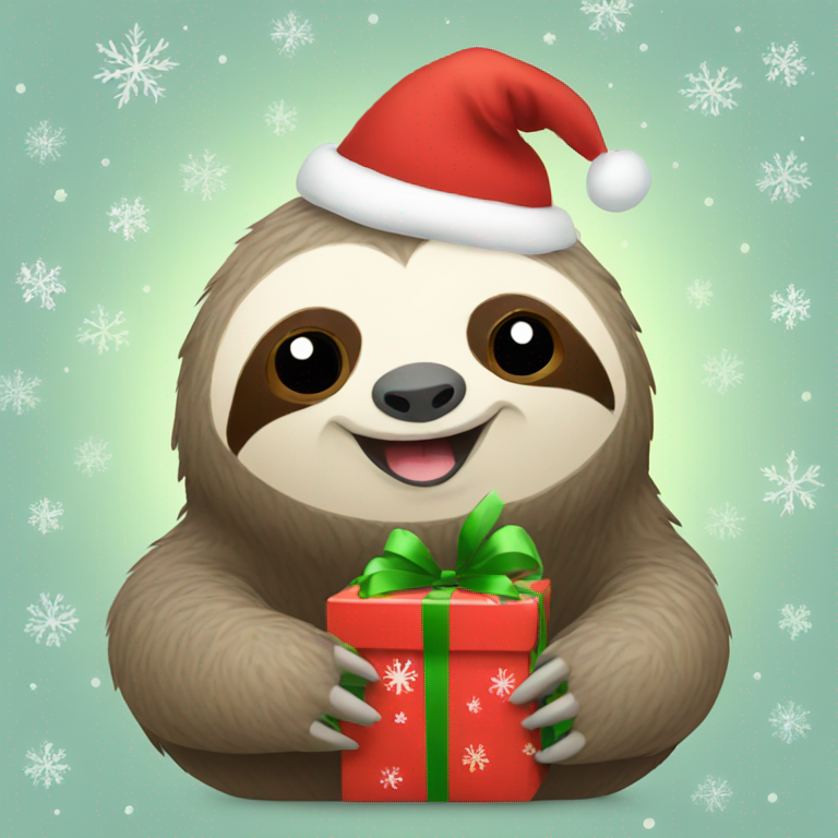 Sloth celebrating Christmas-emoji