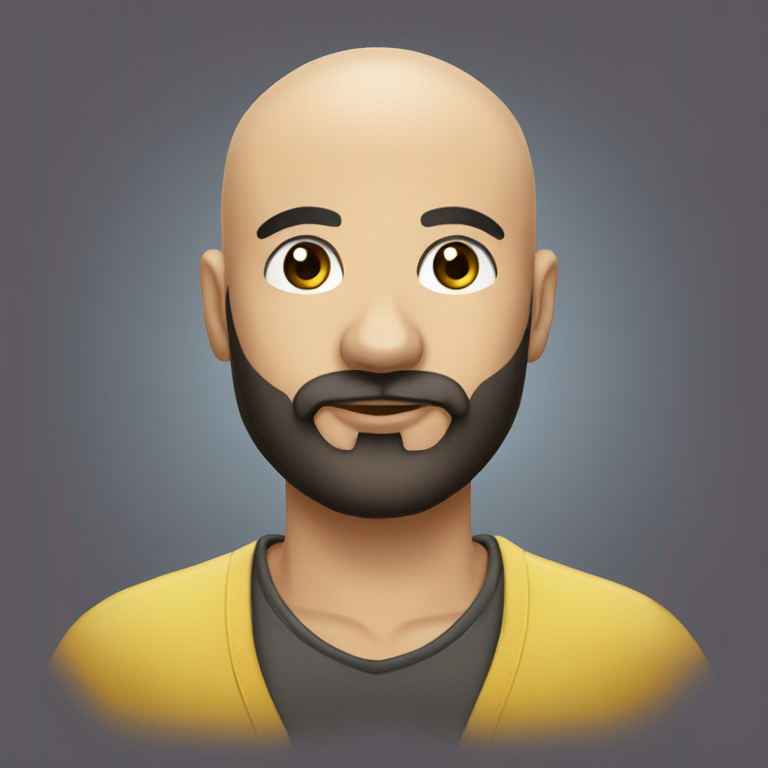 emoji of a head of a young bald brazilian man with a BLACK beard AND DARK BROWN EYES, singer, MICROFONE-emoji