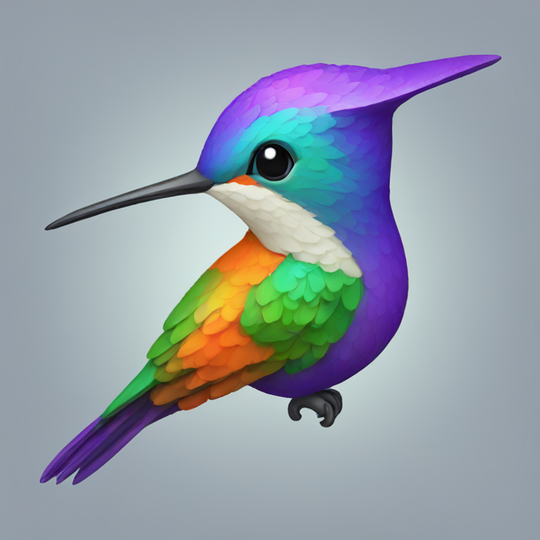 a colorful hummingbird with purple, green, orange and blue-emoji