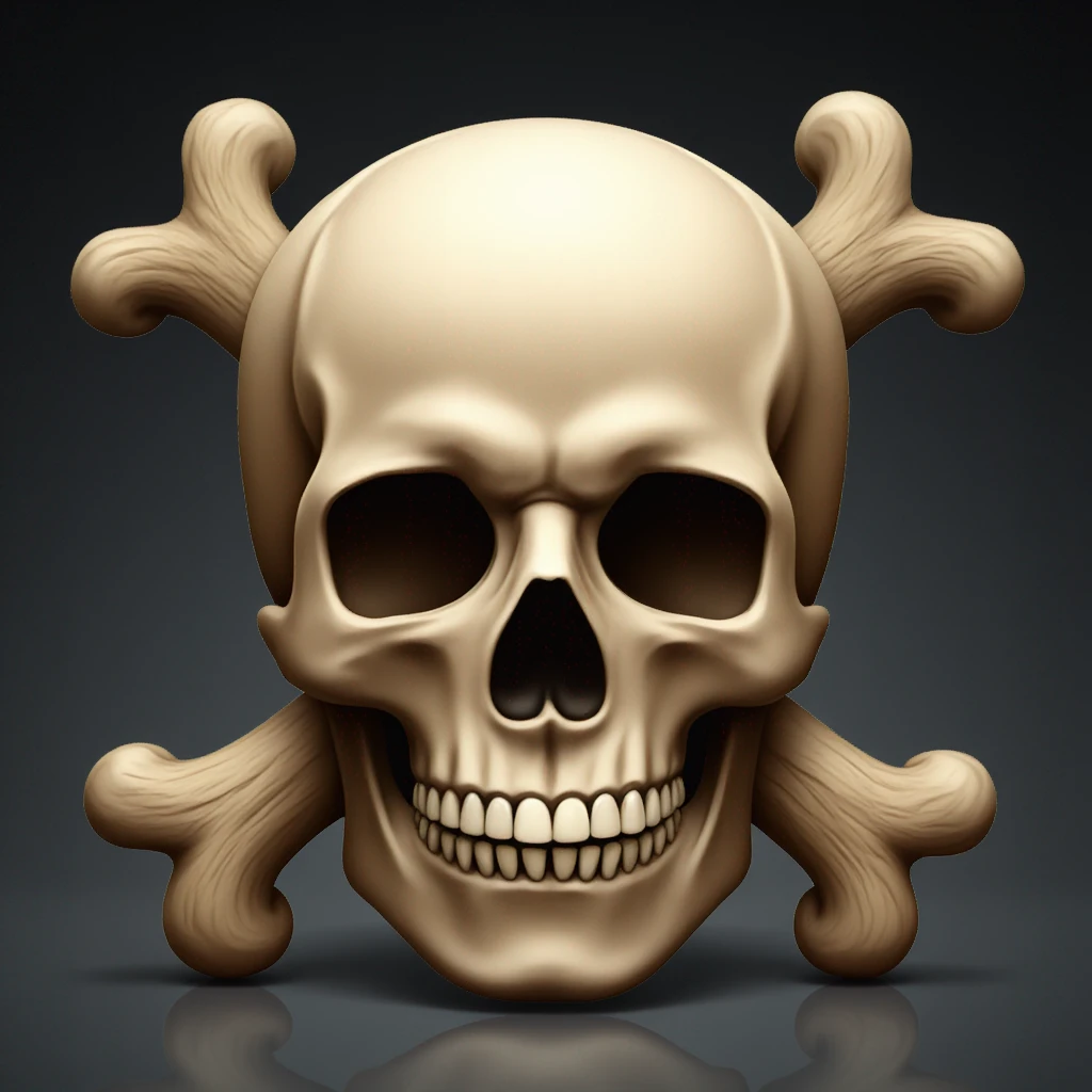 The skull that had its head blown up, two knuckles in the shape of the letter x on the back of the skull, Like this☠️ but But with a head explosion-emoji