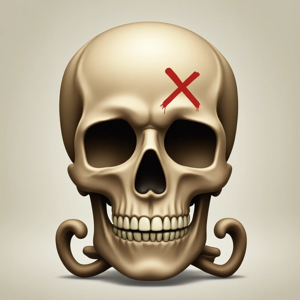 The skull that had its head blown up, two knuckles in the shape of the letter x on the back of the skull-emoji