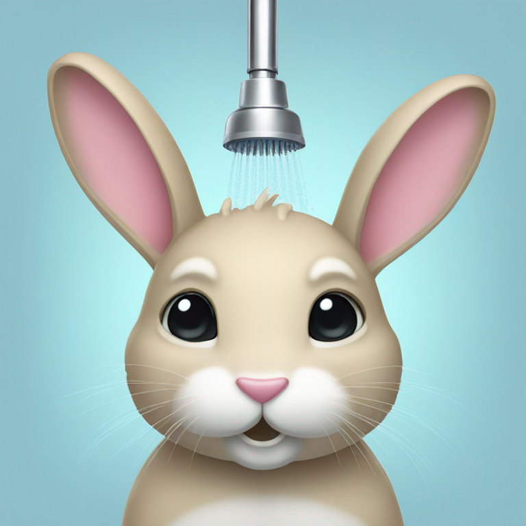 a bunny under a showerhead-emoji