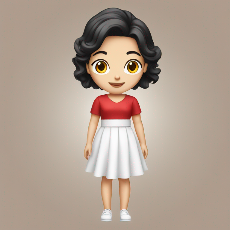 Female photographer  black hair white skin red dress-emoji