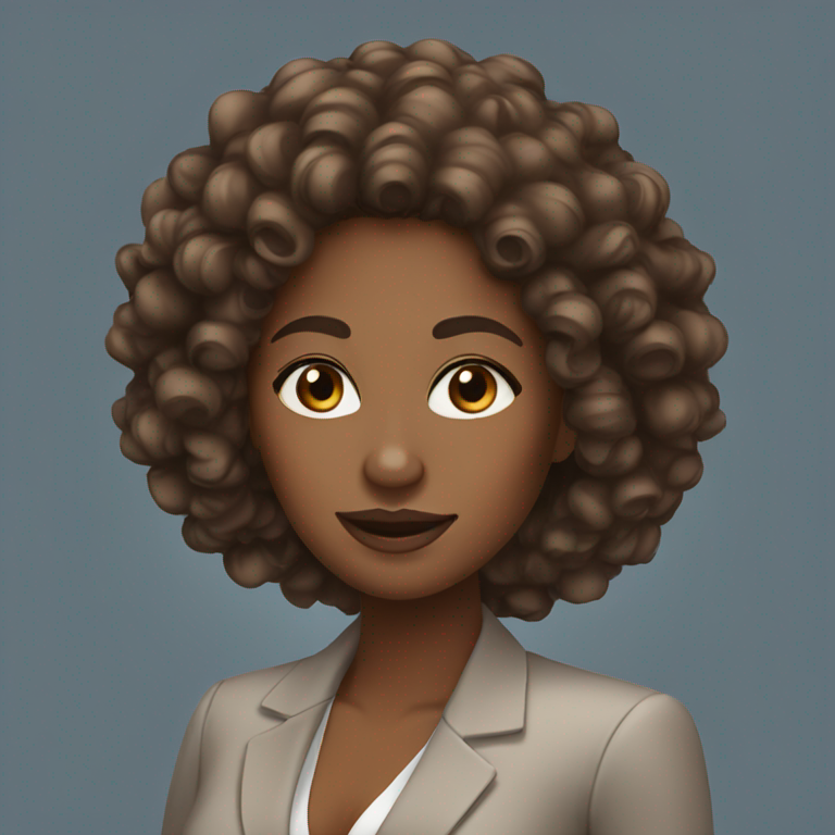 african american businesswoman with brown eyes and long curly hair-emoji