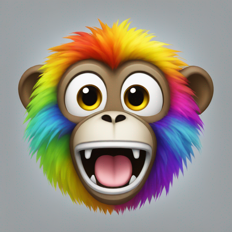 a monkey shouting with rainbow fur-emoji