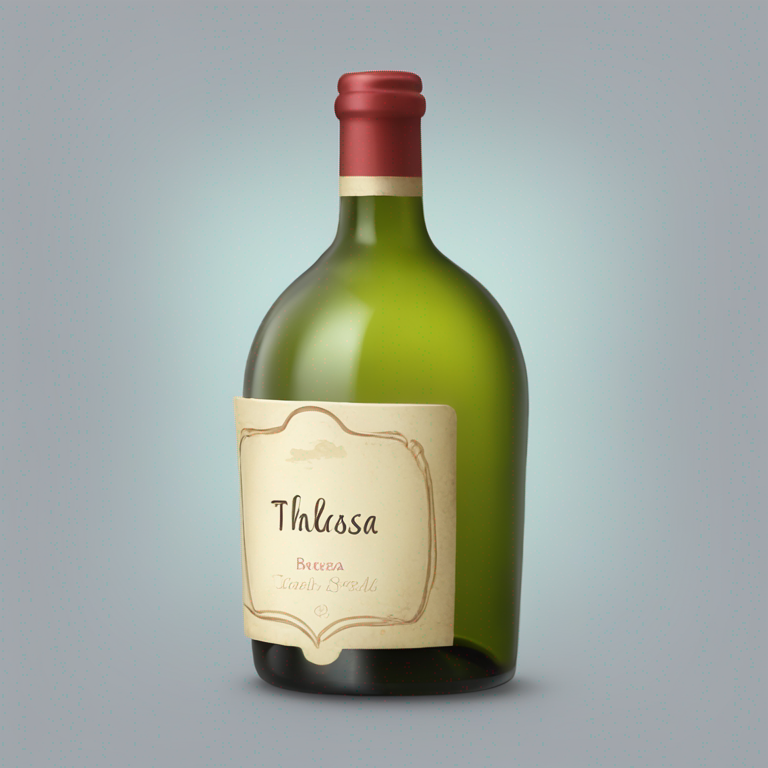 bouteille de vin avec étiquette "thalassa"-emoji