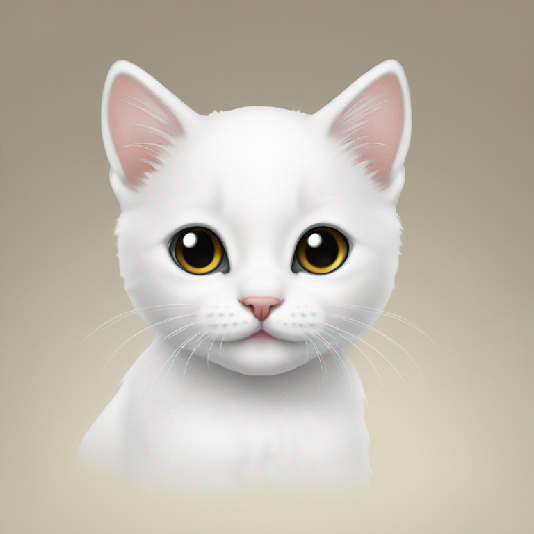 cute white kitten, with some black spot-emoji