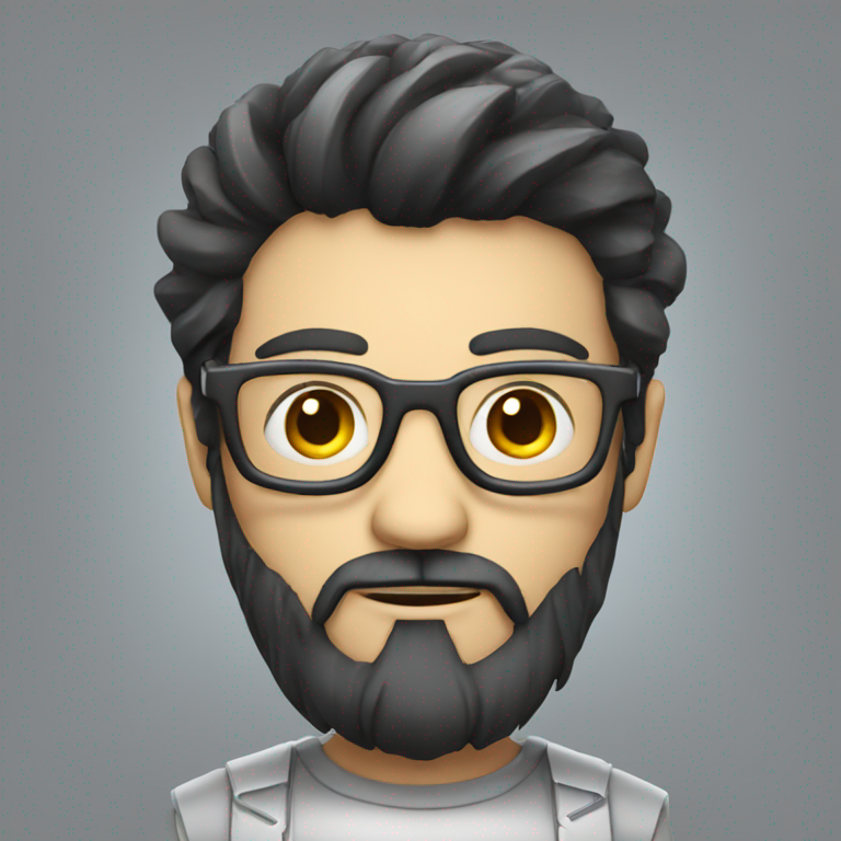 A dark haired bearded nerd robot-emoji