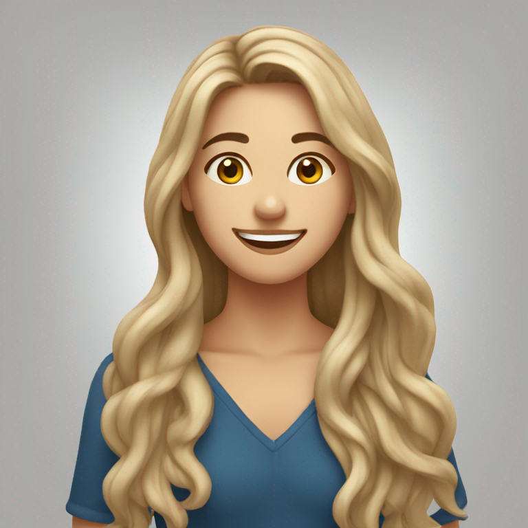 Happy Greek girl 26 years old with long dirty blond hair-emoji