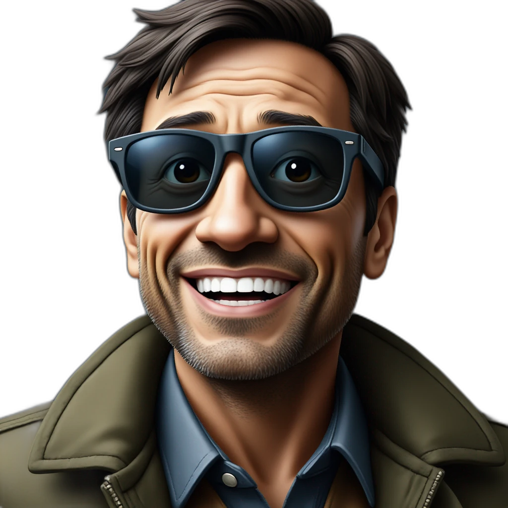 un empesario con lentes en su computadora-emoji