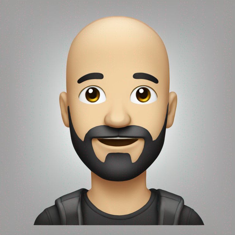 emoji of a HEAD OF A bald young  brazilian man HOLDING A MICROFONE LIKE A SINGER, with a BLACK beard AND BLACK EYES,-emoji