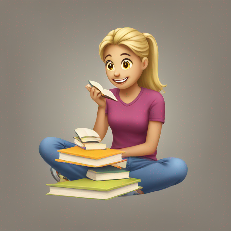 teen eating books-emoji