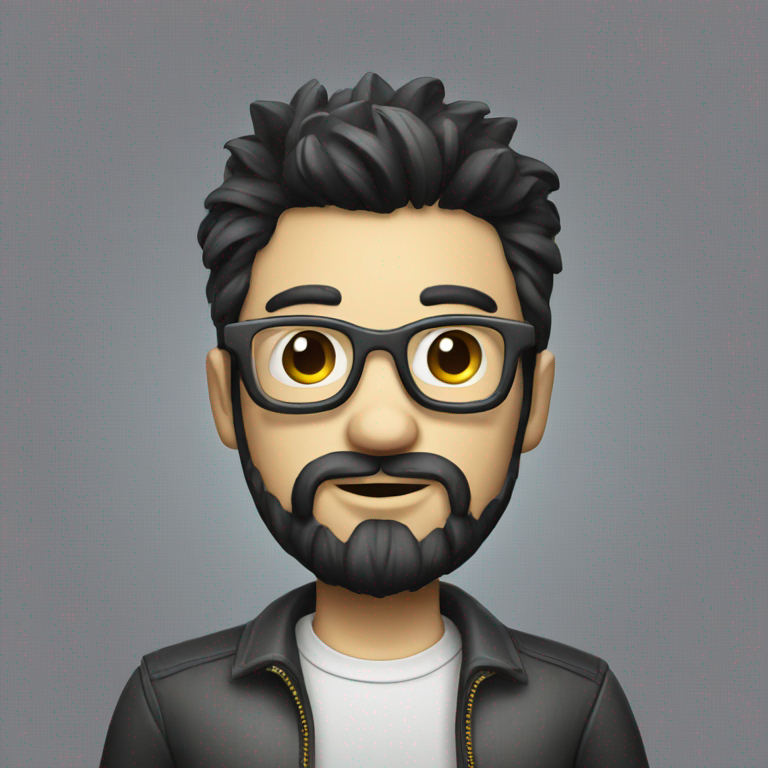 A dark haired bearded nerd robot-emoji