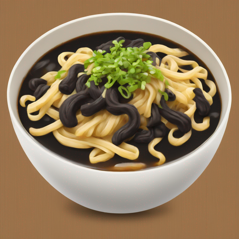 Black soy bean sauce Chinese Korean noodles in a bowl-emoji