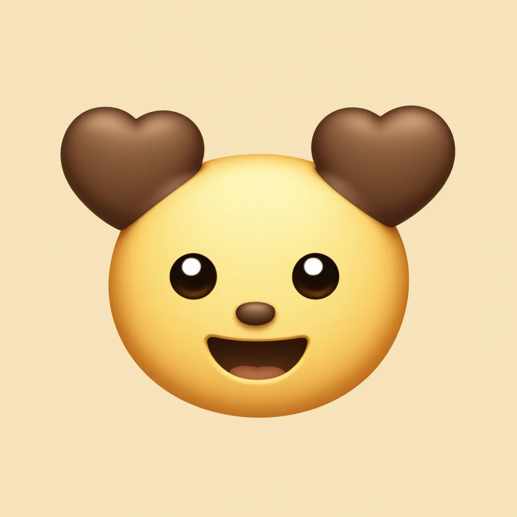 Shy smiley with brown hearts-emoji