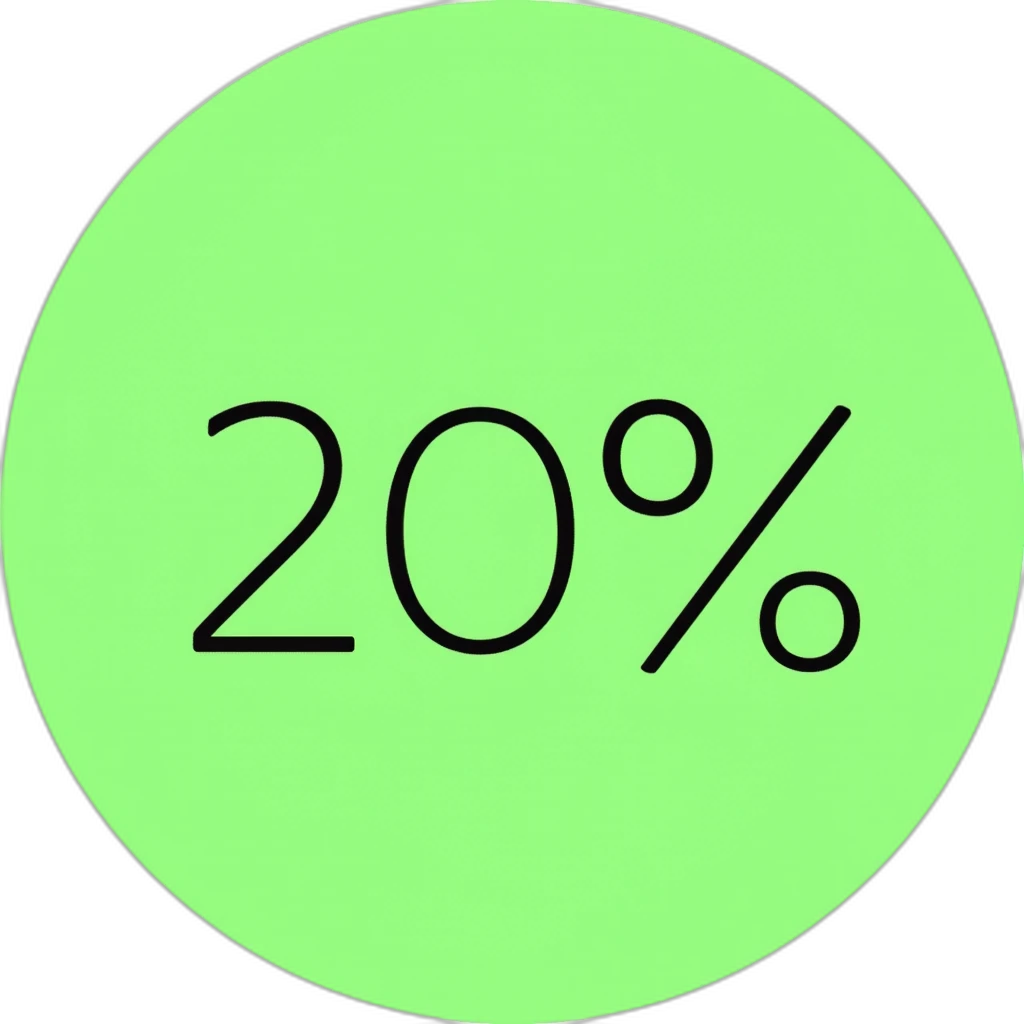 on green circle written 20%-emoji