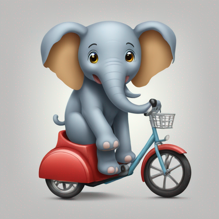 elefante con il tutù su un triciclo-emoji