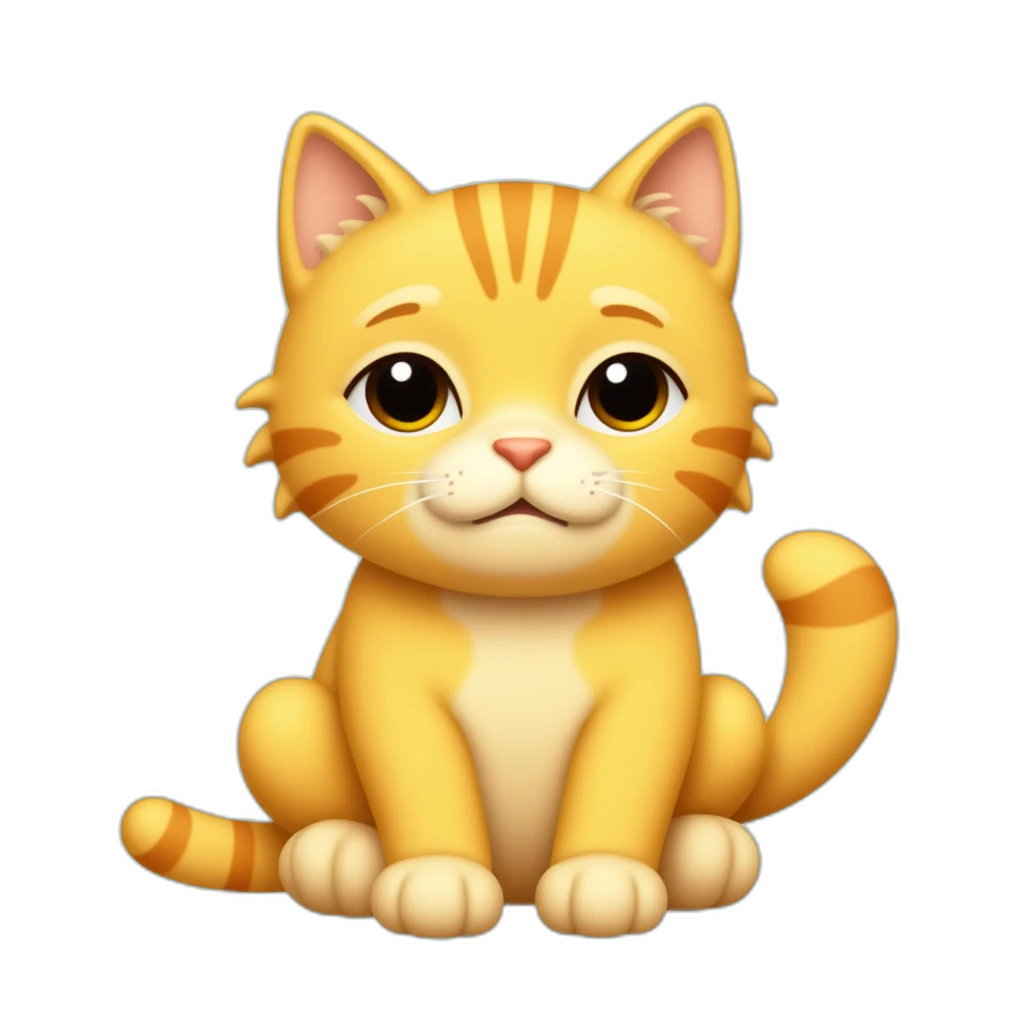 Minimalist iPhone sticker, yellow cat with sad eyes and sparkle in his eyes🥺-emoji