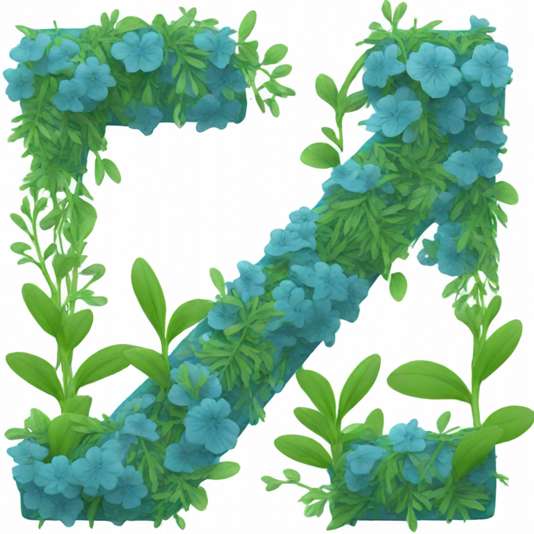 Letter F blue with plants growing around it-emoji