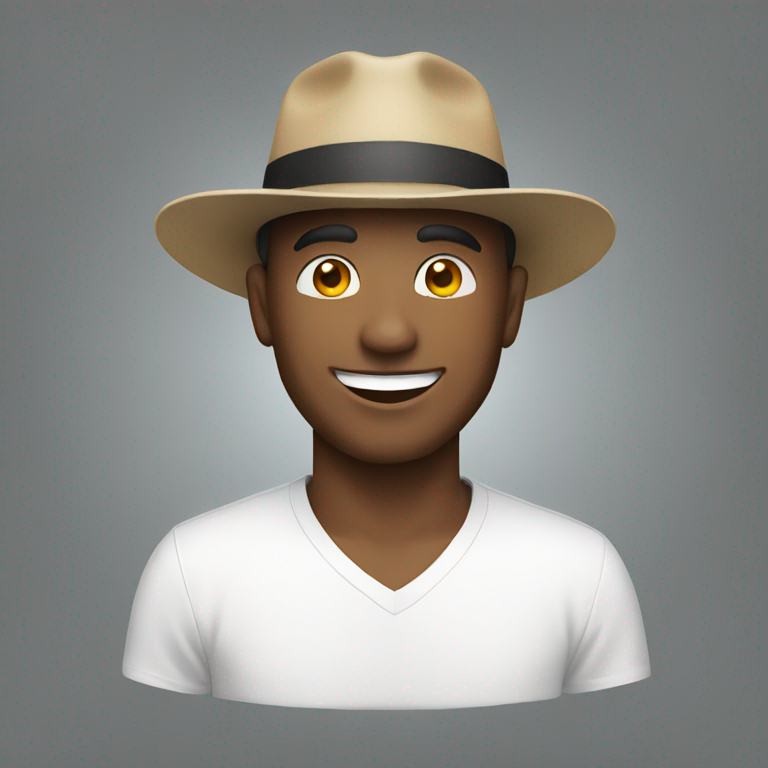 A white man wearing a hat and smiling-emoji