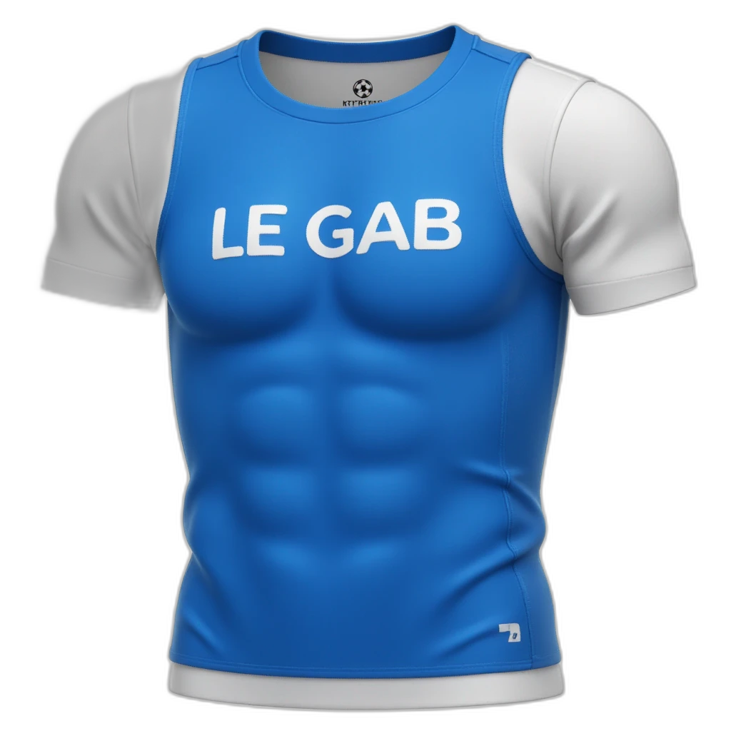 maillot bleu avec flocage "Le Gab" et en dessous 22-emoji