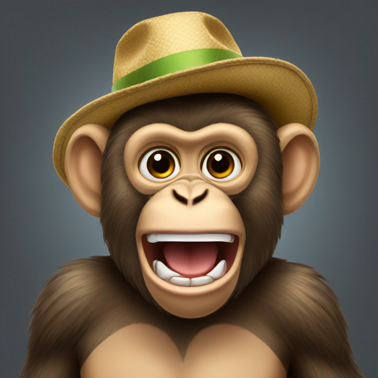 a monkey shouting with a hat on that says i am gay-emoji