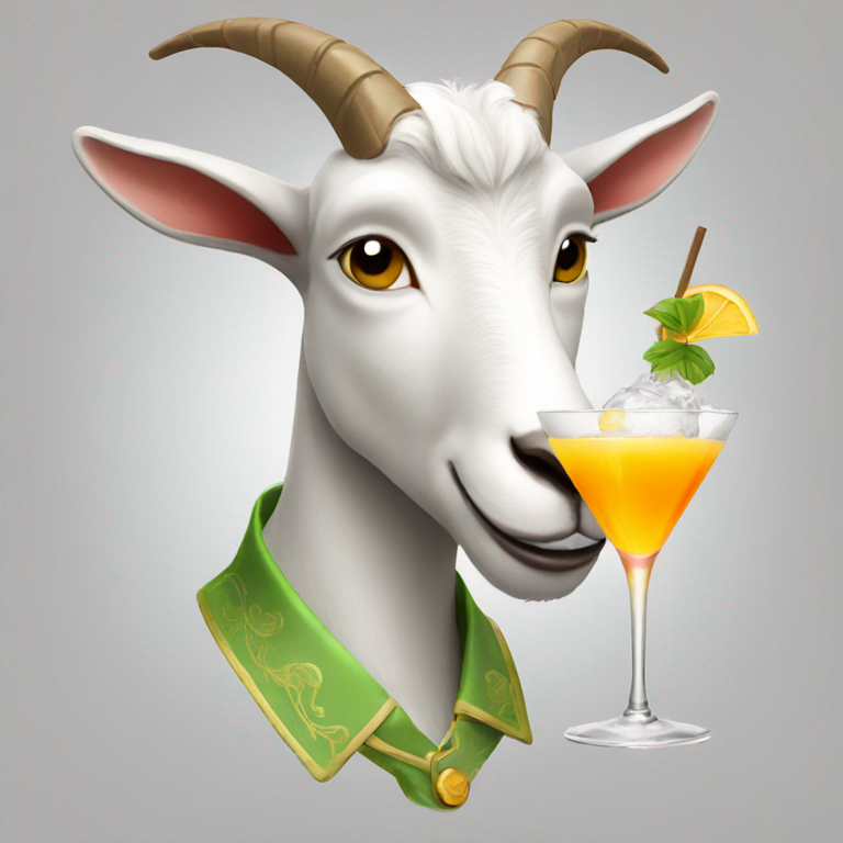 a goat drinking a cocktail-emoji