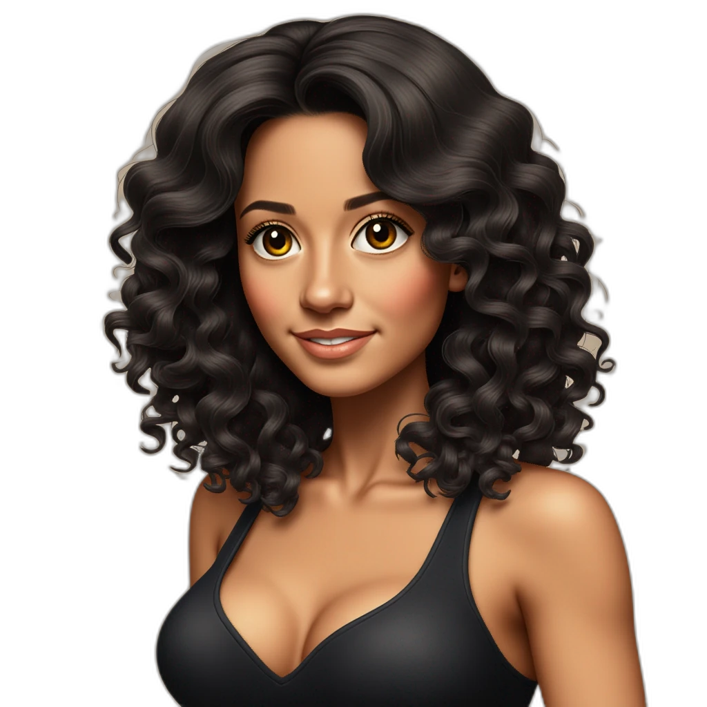 Chica pelinegra con el pelo ondulado-emoji