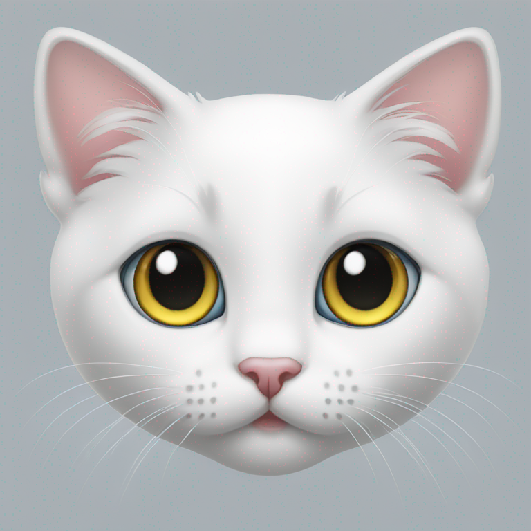 white kitten with eyes of different colors-emoji