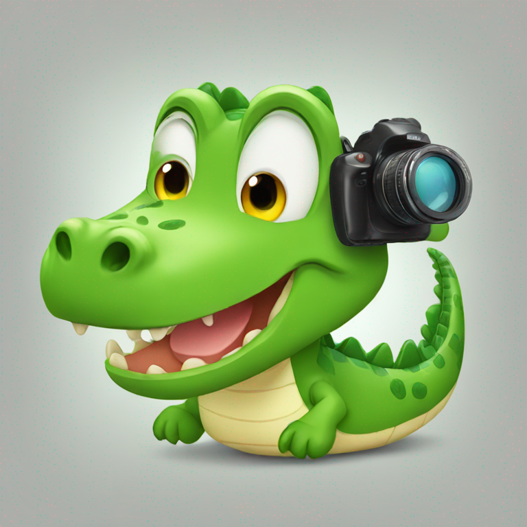 a cute crocodile taking pictures-emoji