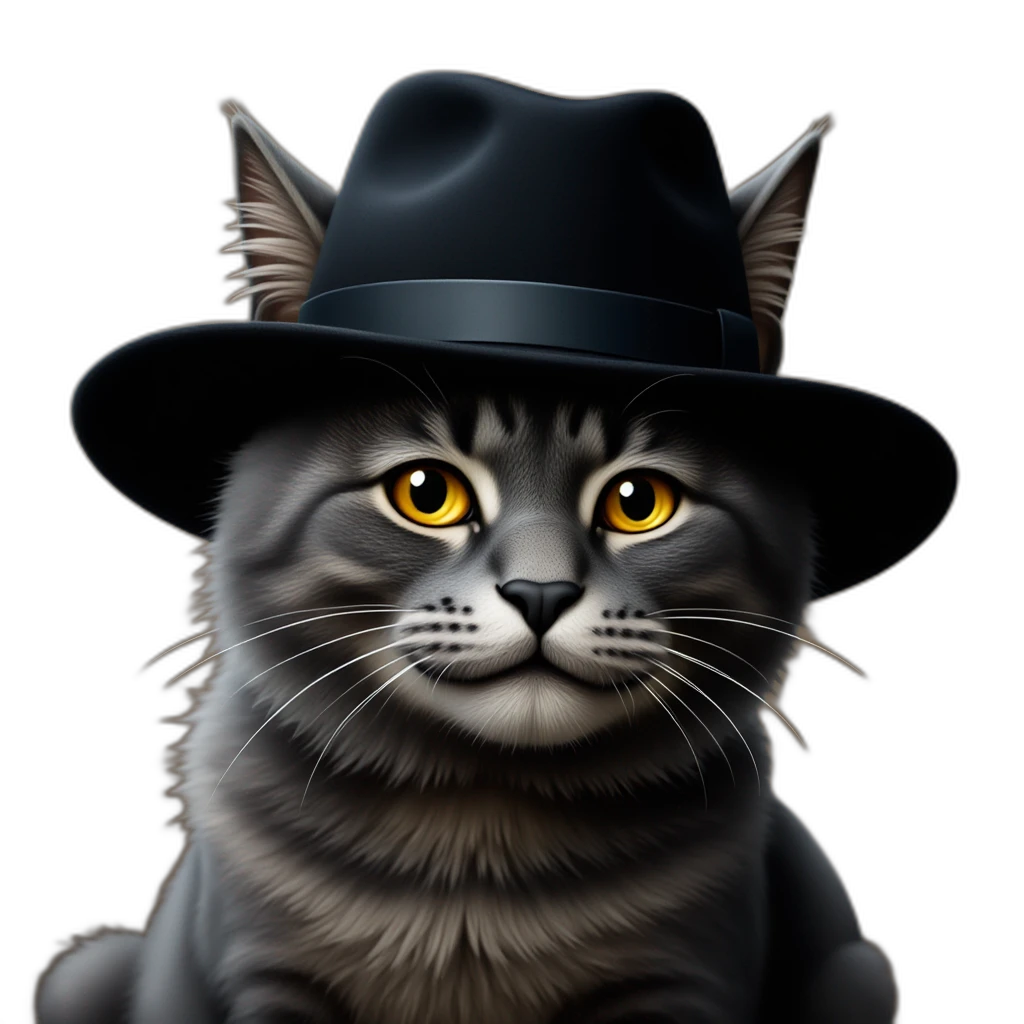 Cat , black hat-emoji